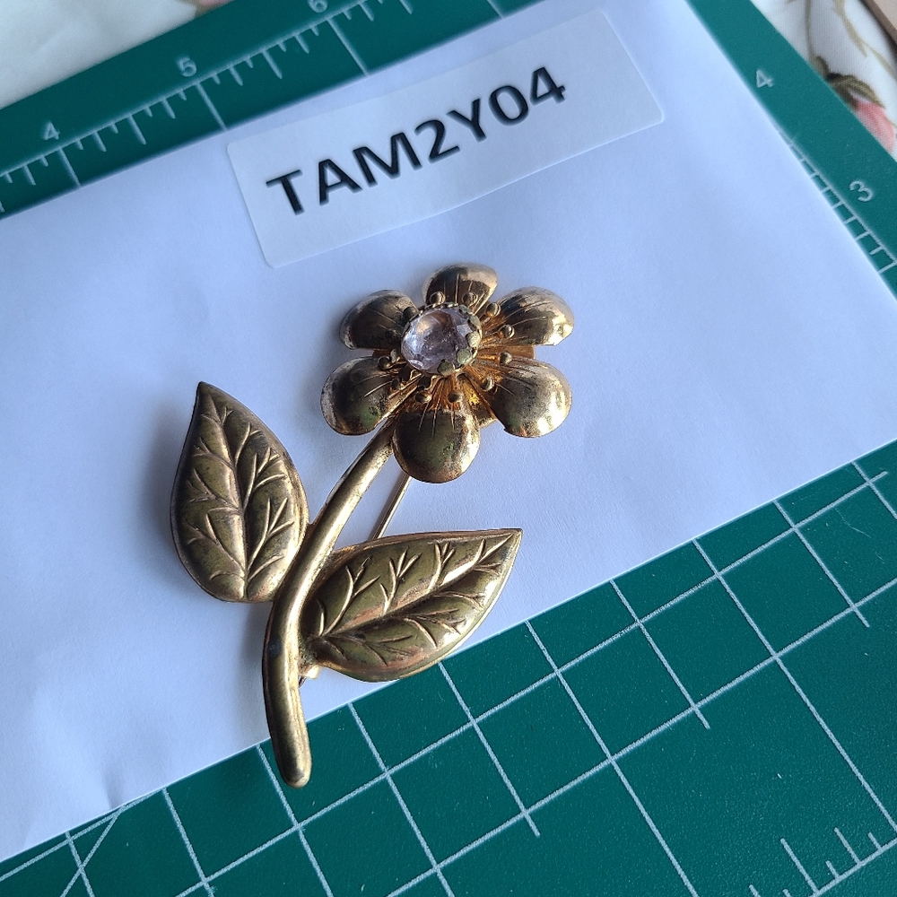 Antique Gold and Silver Floral Brooch - Picture 6 of 8